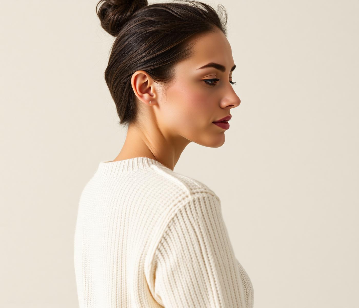 Soft daylight portrait of a woman with natural, healthy skin
